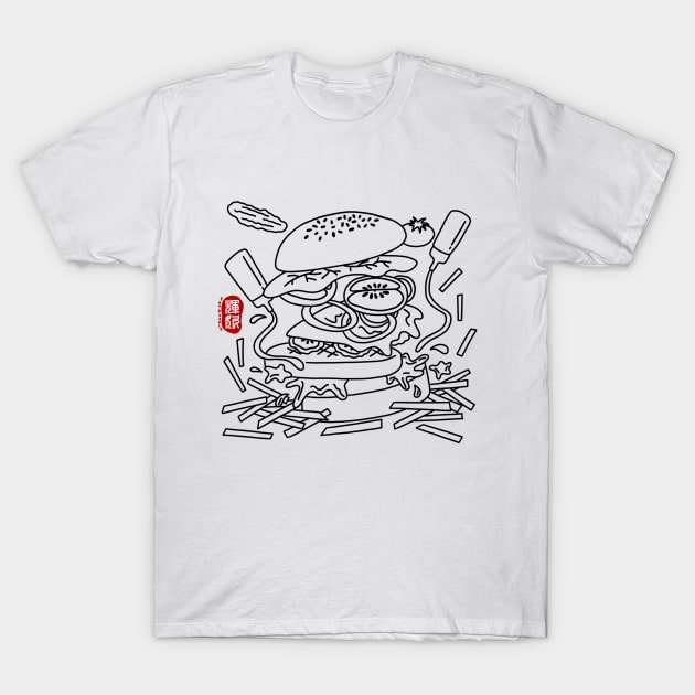 Deconstructed Burger T-Shirt by Fan Doodle